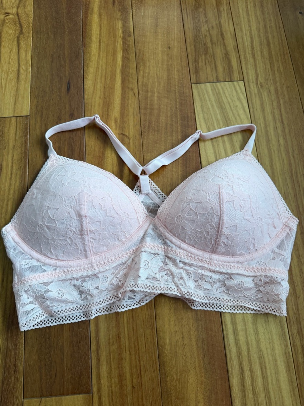 Victoria's Secret Pale Pink Lace Bralette with Racerback Detail